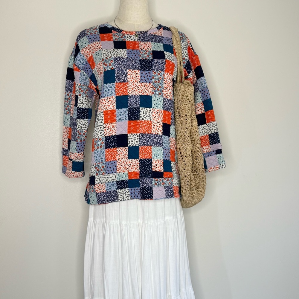 Lands' End Multicolor Patchwork Top - image 1